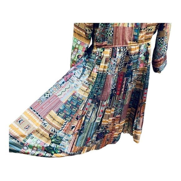 Vintage Style Boho Patchwork Midi Dress Long Sleeve L - Picture 9 of 16